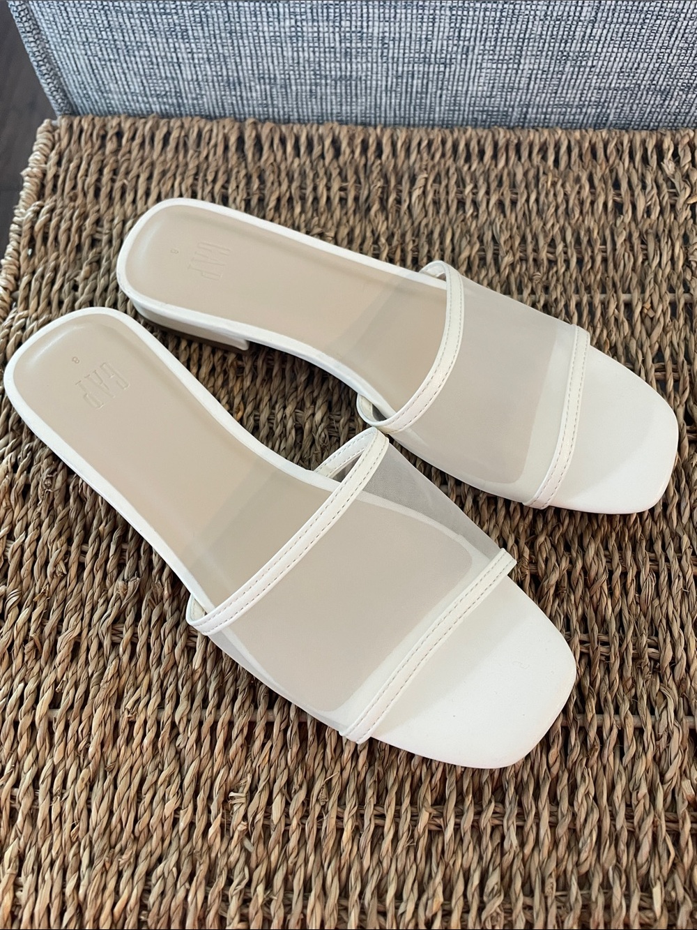 White Gap Slide Sandals with Sheer Strap